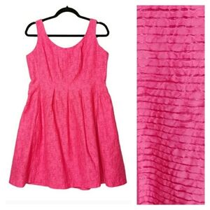 NINE WEST Vibrant Pink Stripe Print Sleeveless A-Line Fit & Flare Dress 12